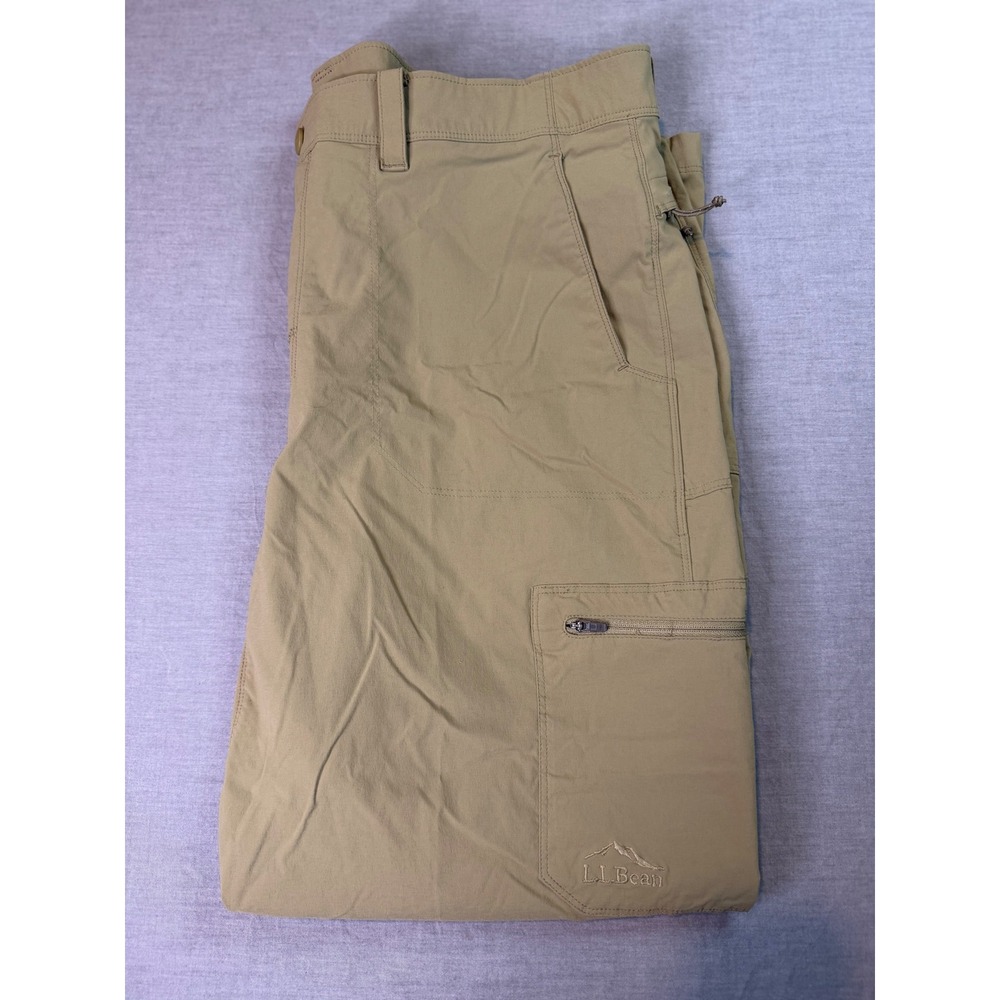 LL Bean Hiking Cargo Pants Mens 38x30‎ Khaki Excellent Stretch Nylon 506421